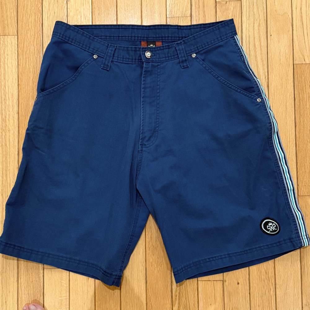 Rietveld *Rare* Mens Casual 100 Cotton Flat Front Shorts Blue Size 34 USA Made